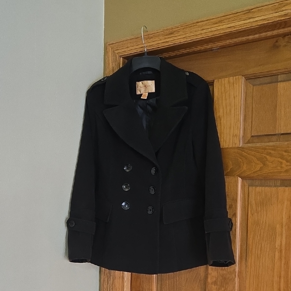 Northcrest Women's Black Pea Coat